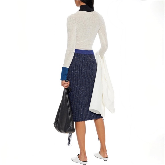The Row Ribbed  Cashmere Melodie Knit Skirt in Blue Retail $1590.00 NWT - Picture 5 of 7
